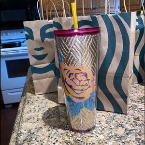 Starbucks RARE Quilted rose tumbler cup
